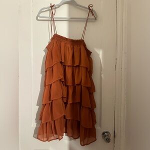 Lizard thicket Women's Tiered Ruffle Skirt - Orange